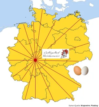 Liefergebiet des Junghennenlieferenten Reinkemeier in Hessen Liefergebiet des Junghennenlieferenten Reinkemeier in Hessen